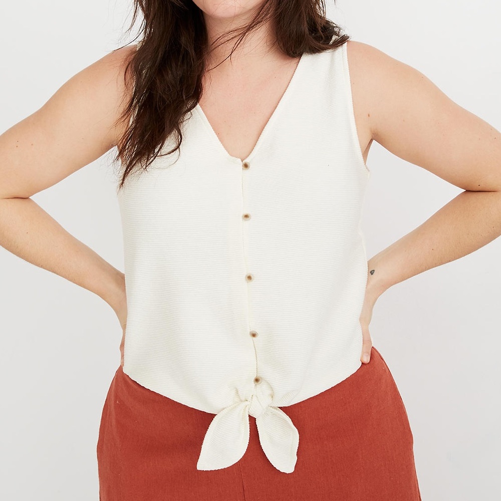 Madewell - Texture & Thread Button-Front Tank Top - Picture 2 of 7